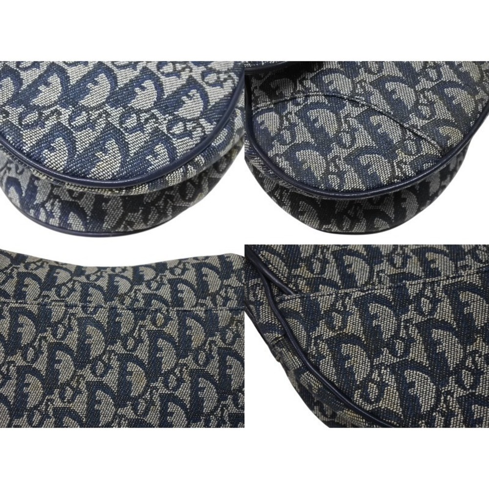 Dior Trotter Bag One Shoulder Saddle Hobo Christian Navy Galliano Blue - Picture 9 of 10